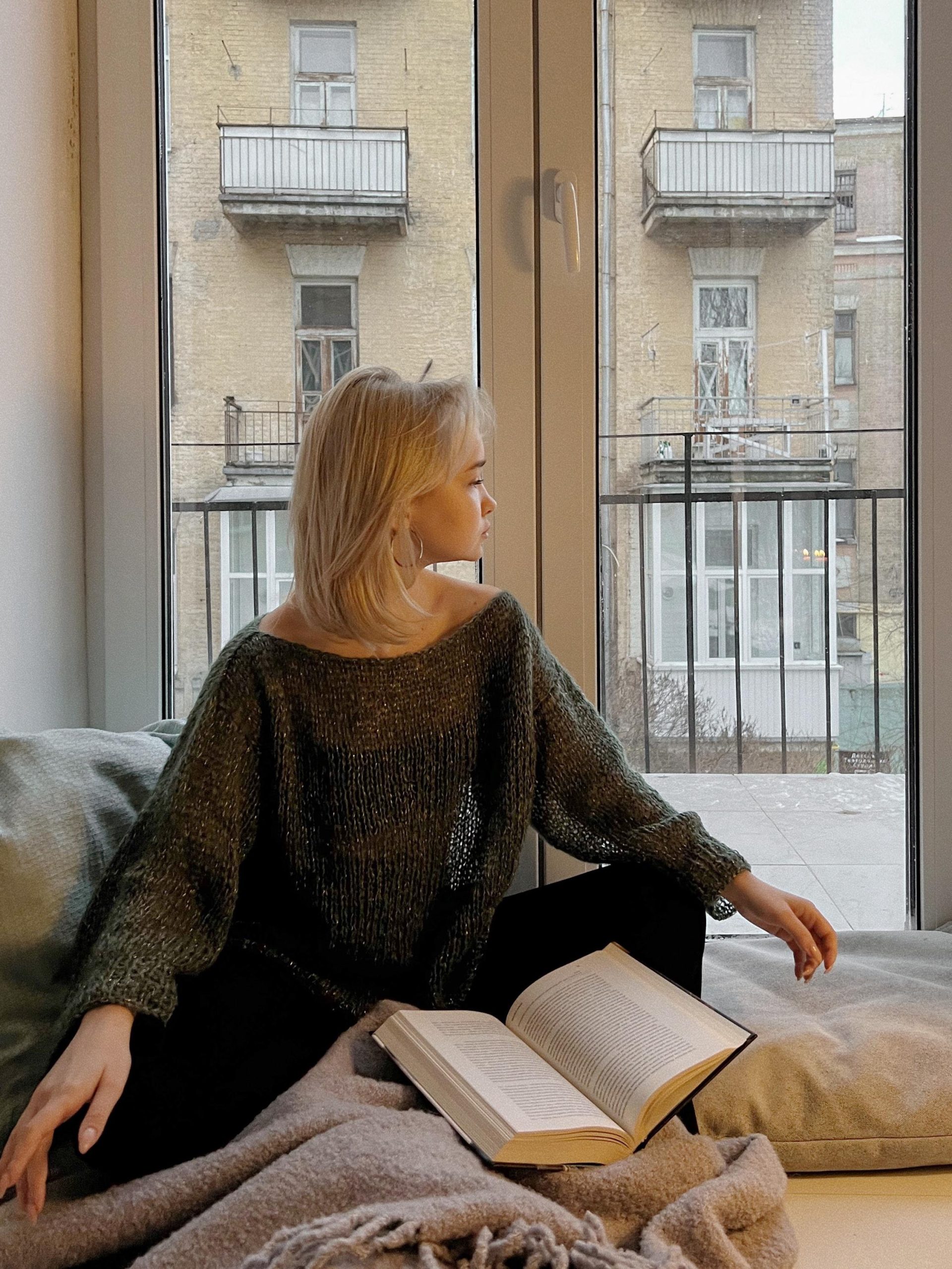 Handmade Mohair Pullover Sweater: Oversized Grey Knitwear