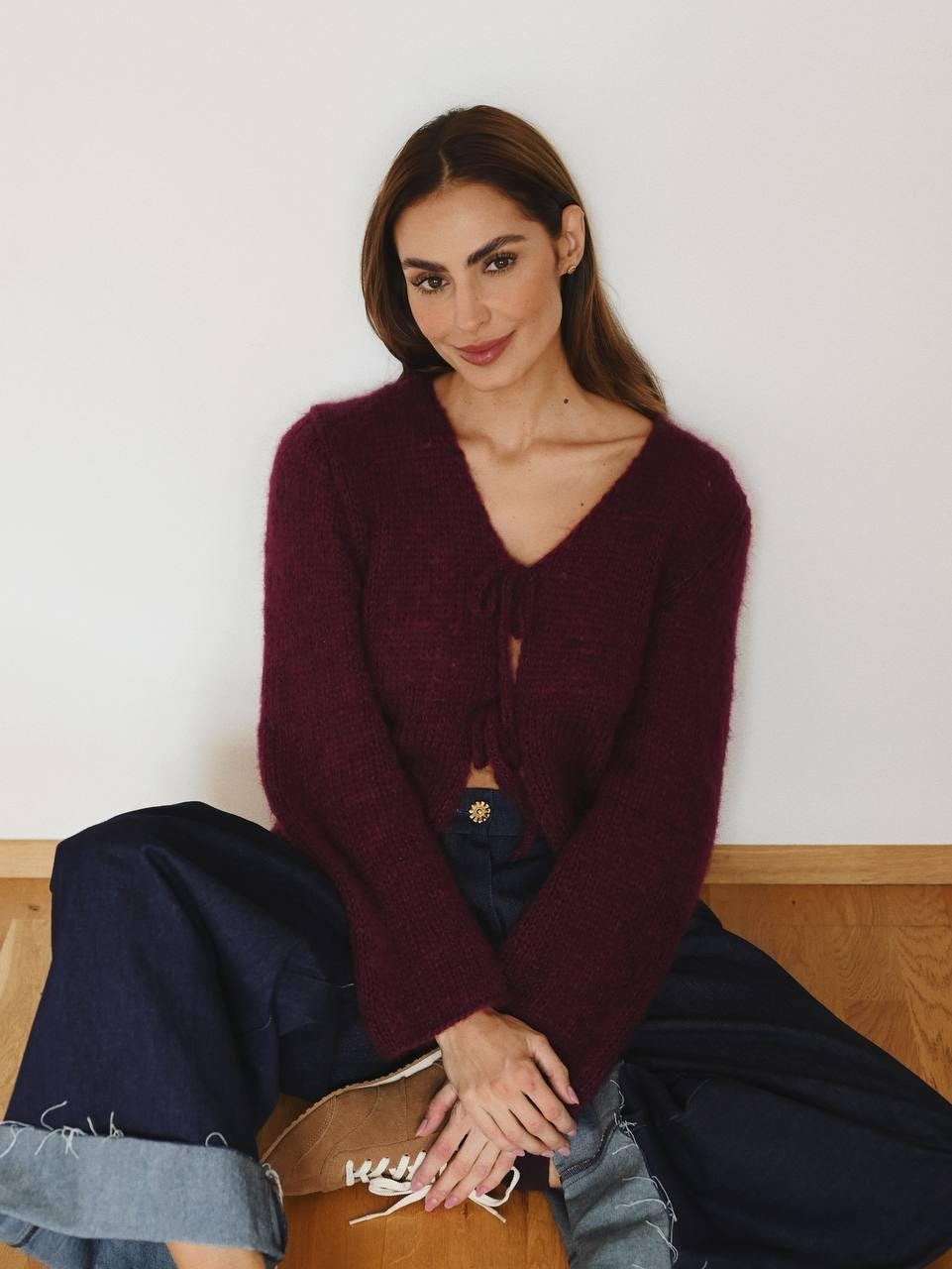 Handmade White Mohair Knit Cardigan: Cozy Lightweight Sweater