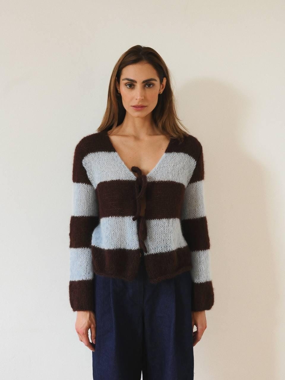 Handmade White Mohair Knit Cardigan: Cozy Lightweight Sweater