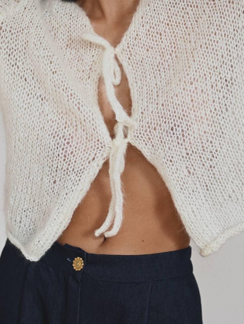 Handmade Mohair Knit Cardigan: Cozy Lightweight Sweater