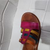 Handmade Moroccan Multicolor Leather Sandals For Women – Colorful Summer Flats – Boho Strappy Design – Traditional Artisan Slides