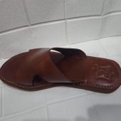 Handmade Moroccan Leather Sandals For Men – Traditional Brown Slides | Artisan Open Toe Slip-on Slippers | Flat Rustic Shoes For Comfort