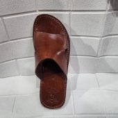 Handmade Moroccan Leather Sandals For Men – Traditional Brown Slides | Artisan Open Toe Slip-on Slippers | Flat Rustic Shoes For Comfort