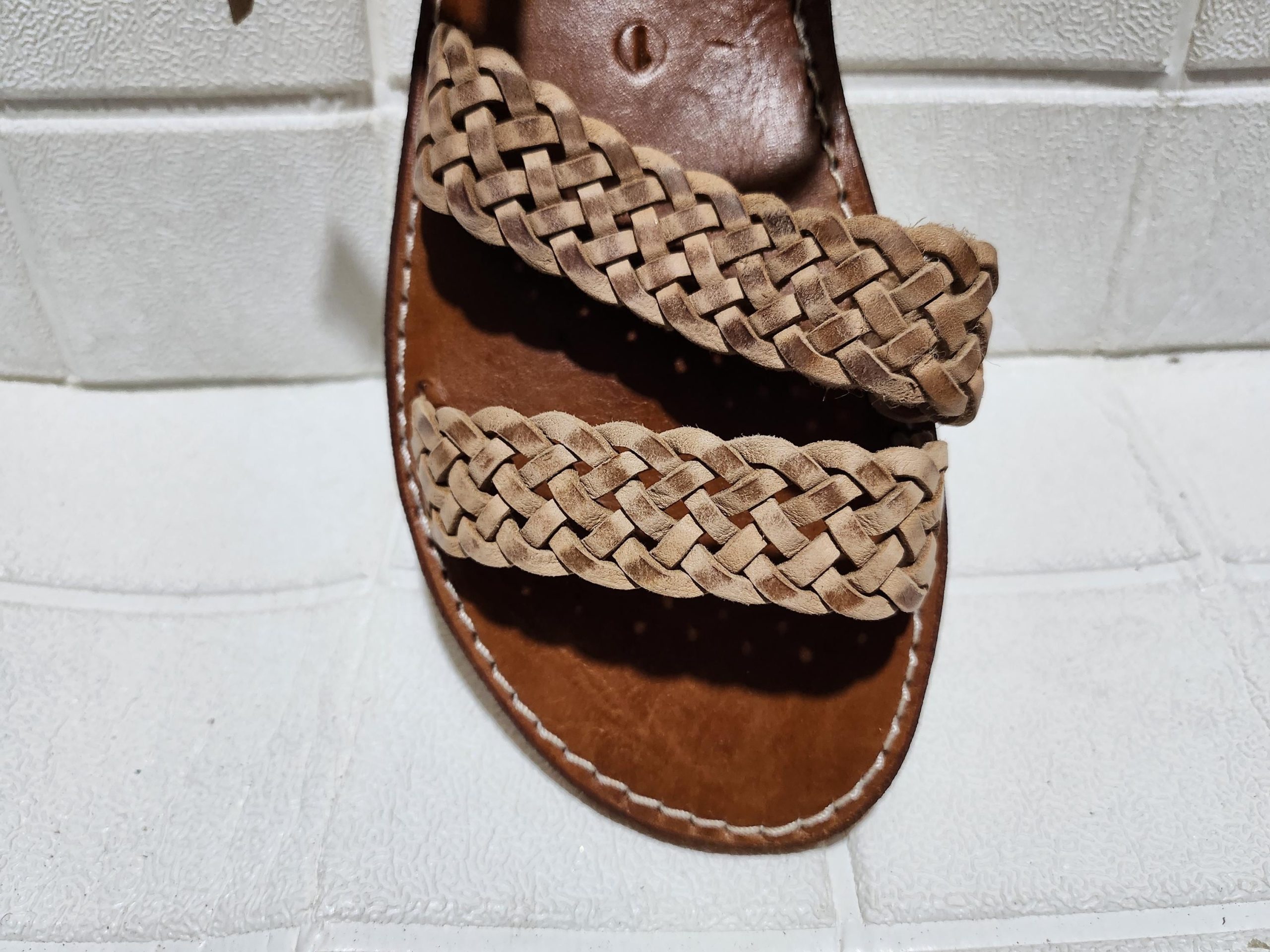 Handmade Moroccan Leather Sandals – Braided Flat Sandals For Women – Natural Tan Summer Shoes With Ankle Strap – Artisanmoroccatelie