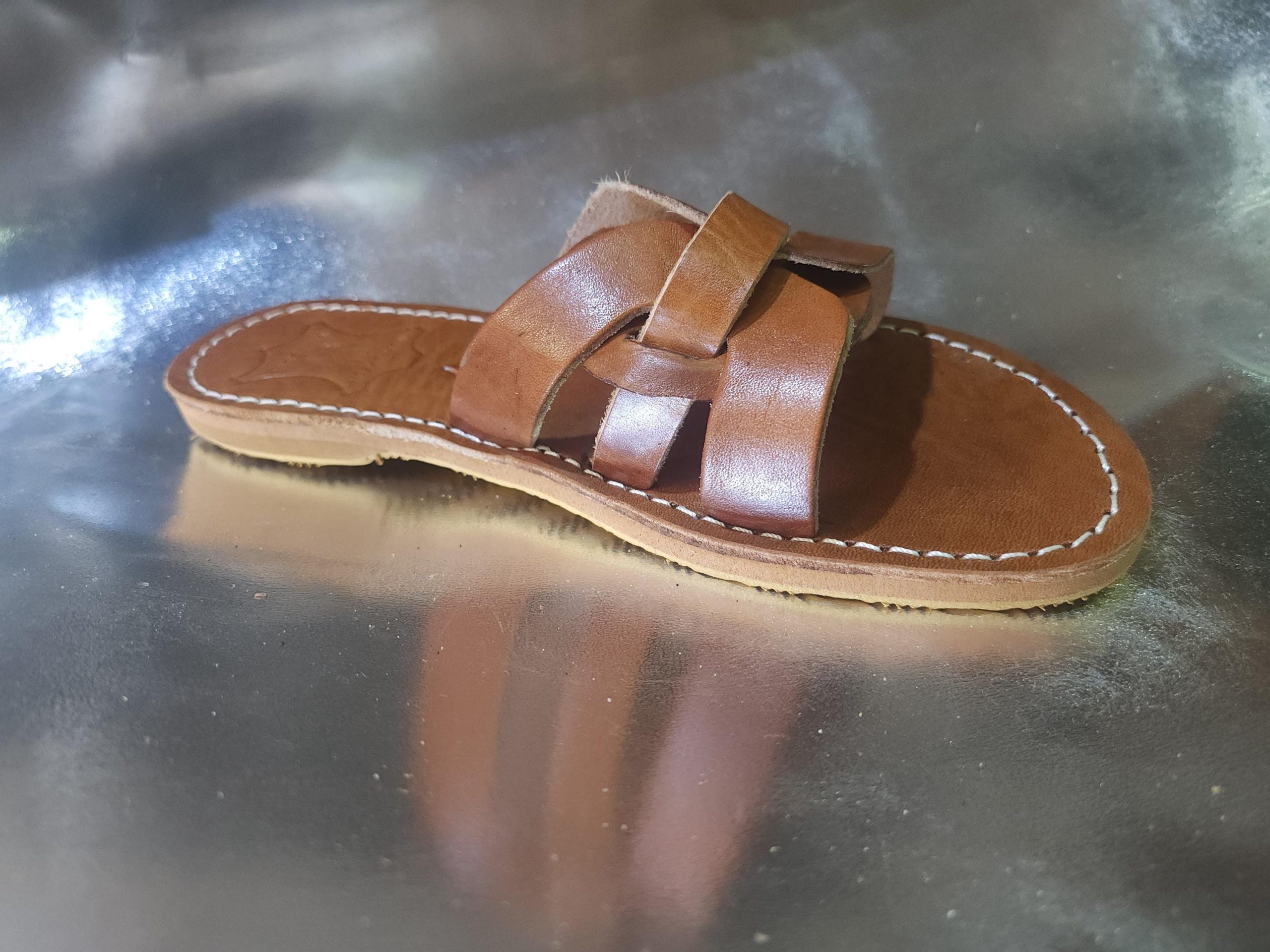 Handmade Moroccan Leather Sandals For Women – Brown Flat Shoes Gift