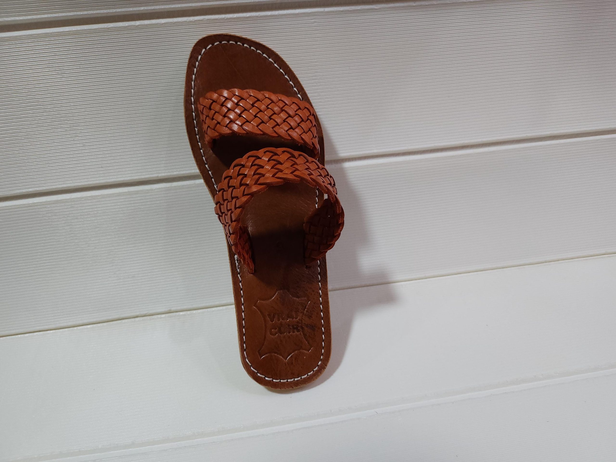 Handmade Moroccan Leather Sandals – Woven Double Strap Flat Slides – Boho Summer Slippers For Women – Comfy Brown Artisan Shoes (eu 37–42)