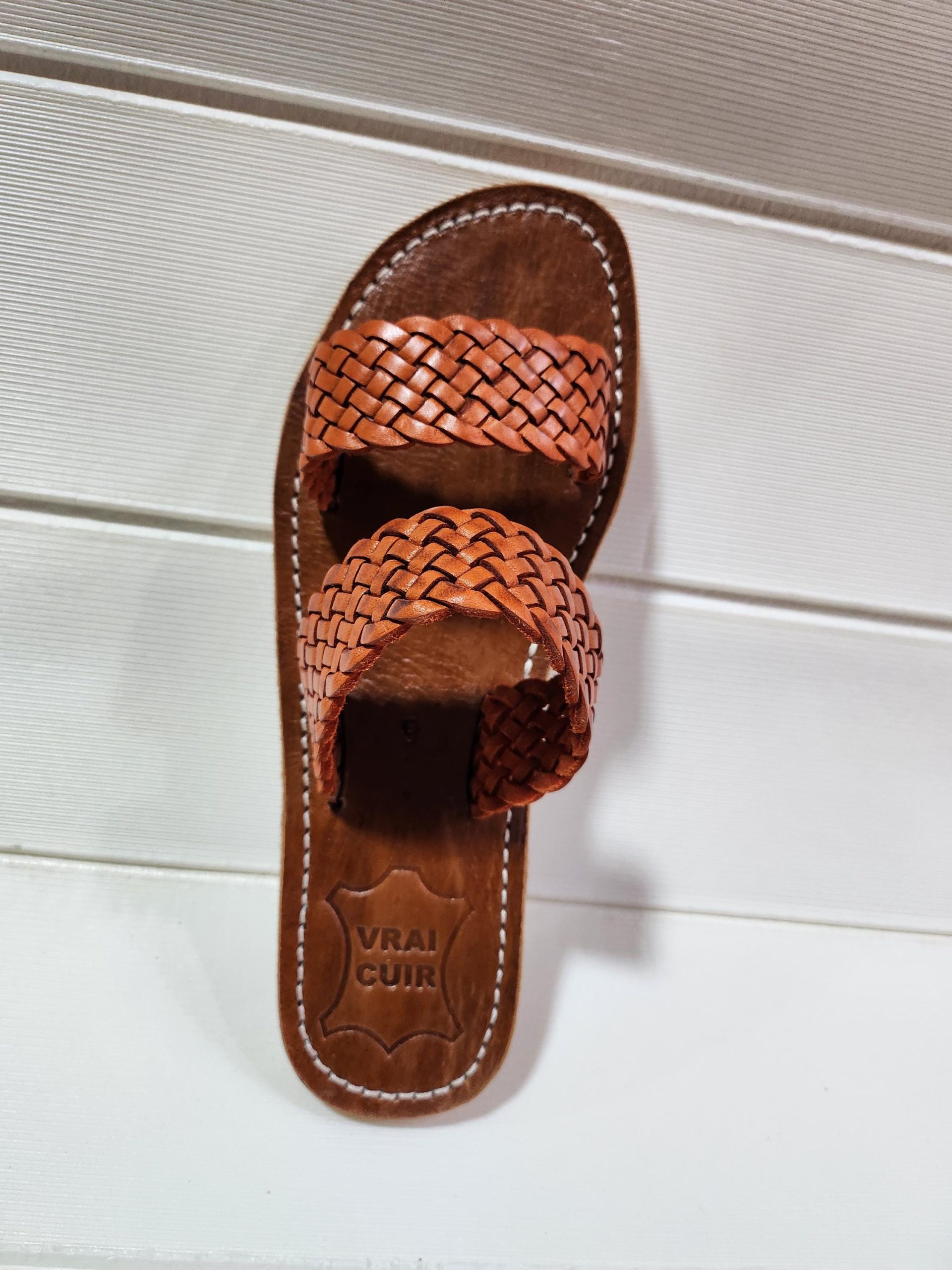 Handmade Moroccan Leather Sandals – Woven Double Strap Flat Slides – Boho Summer Slippers For Women – Comfy Brown Artisan Shoes (eu 37–42)