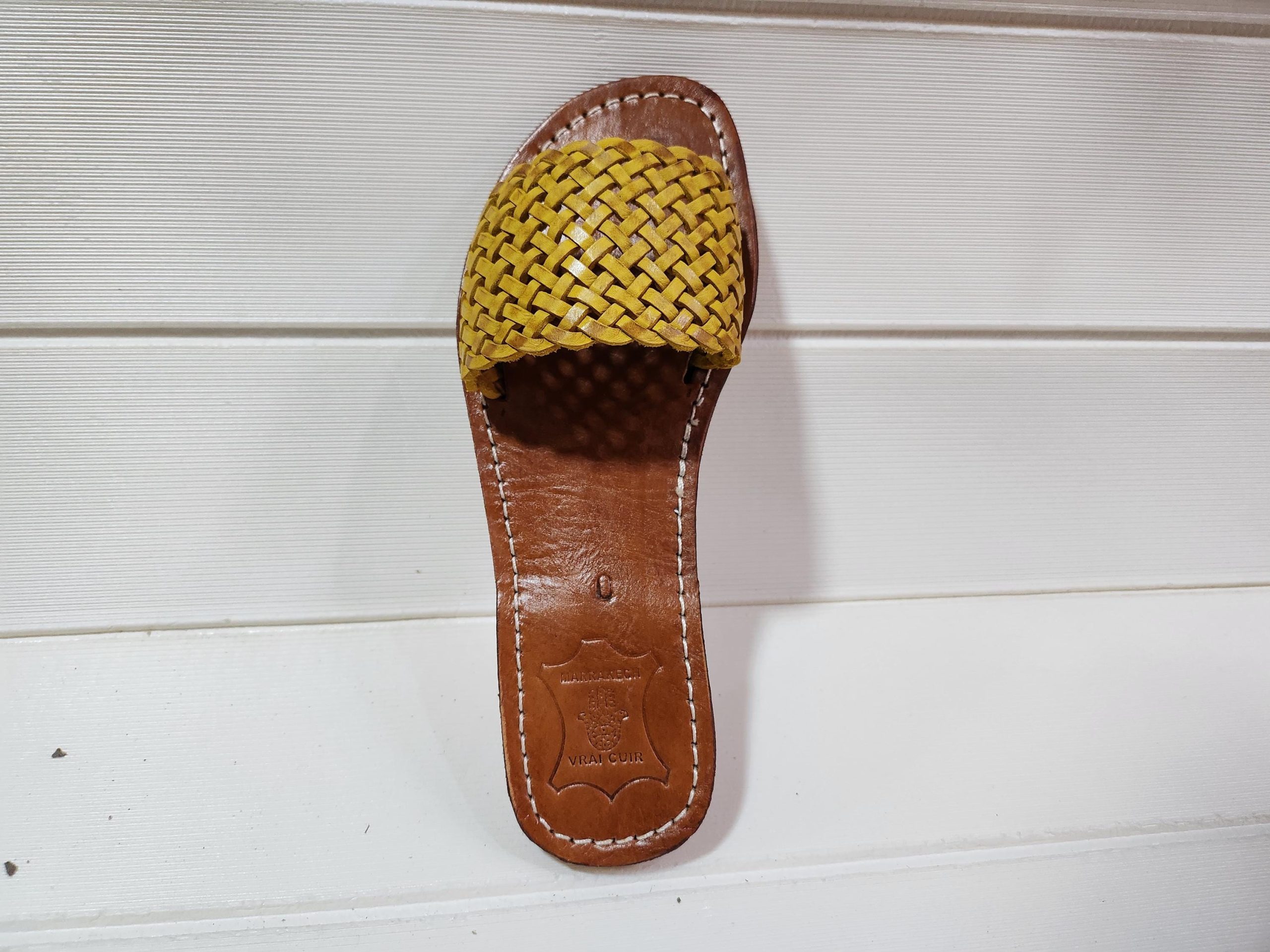 Handmade Moroccan Yellow Leather Sandal For Women – Woven Flats – Bright Summer Boho Shoes – Artisan Braided Leather Slippers – Gift For Her