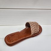 Handmade Moroccan Braided Leather Sandals For Women – Natural Woven Flat Slides – Artisan Marrakech Shoes – Summer Boho Slip-on Flats