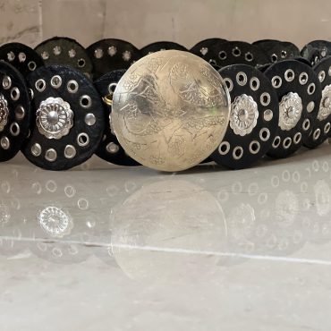 Vintage Moroccan Leather Concho Belt – Wide Studded Waist Belt For Women Halloween